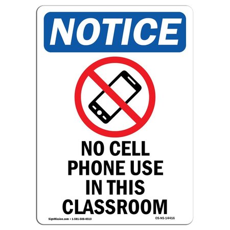 SIGNMISSION OSHA Sign, 24" H, Rigid Plastic, No Cell Phone Use Sign With Symbol, Portrait, 1824-V-14416 OS-NS-P-1824-V-14416
